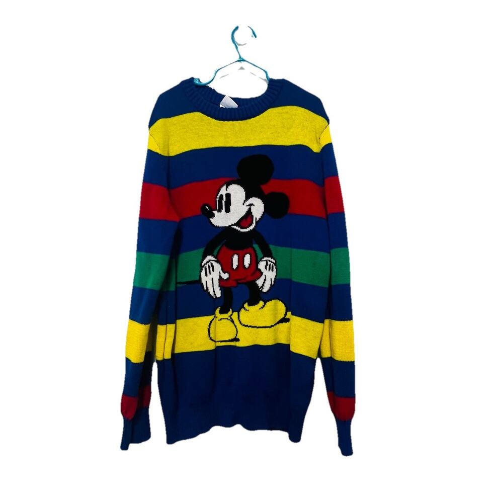 Mickey Mouse‎ Sweater Youth Size Large Retro Striped Reimagined Kids Disney 100